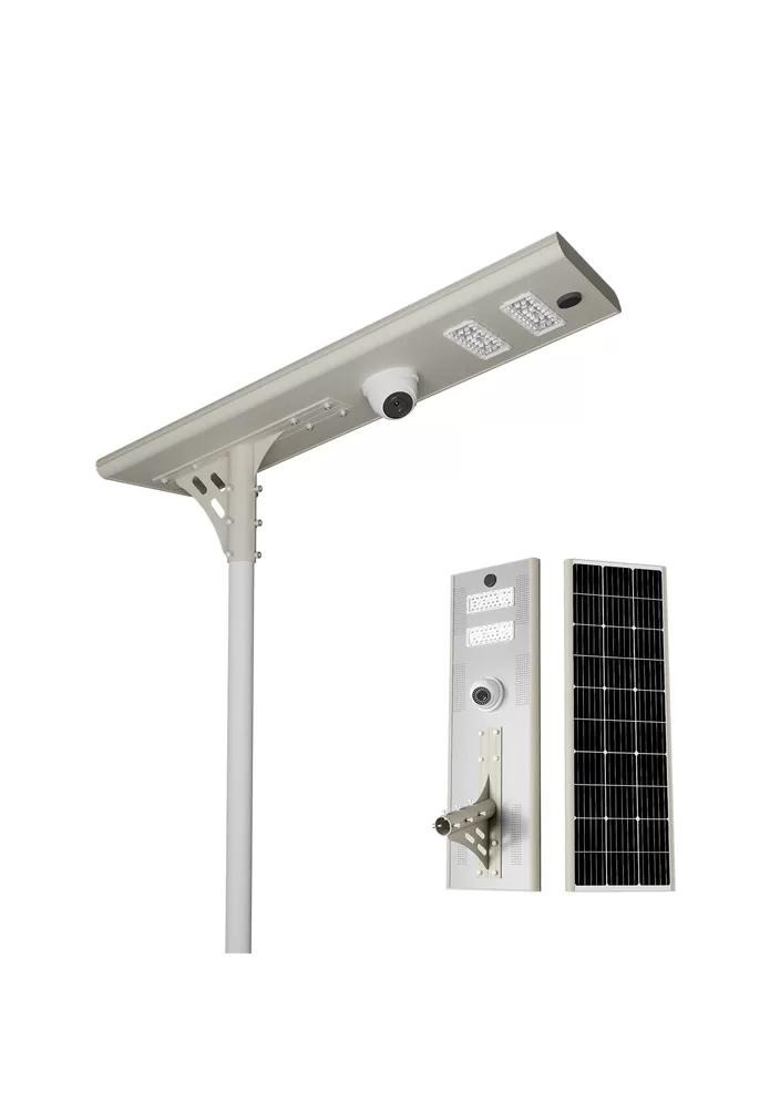 Tudo em uma luz de rua solar com CCTV