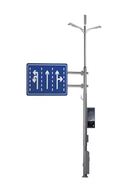 Poste de luz de rua com sinal de estrada