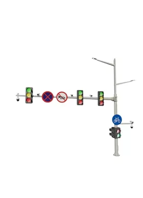 Poste de luz de rua com luz de sinal