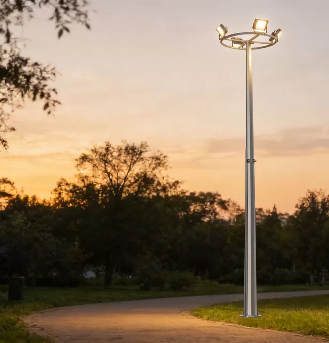 Qual é o mecanismo de postes de luz dobráveis?