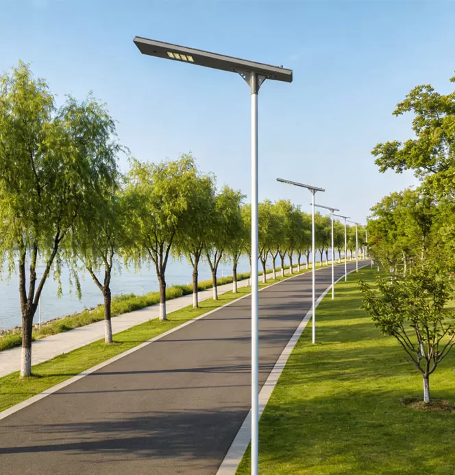 Princípio de funcionamento de luzes de rua solares tudo em um